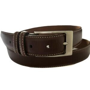 Remo Tulliani Mens Brown Leather Belt Size 42 Silver Buckle USA